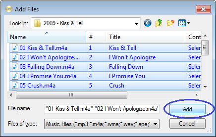 Burn musical files to Audio CD