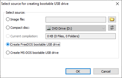 freedos create partition table