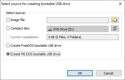 to create MS-DOS bootable drive?